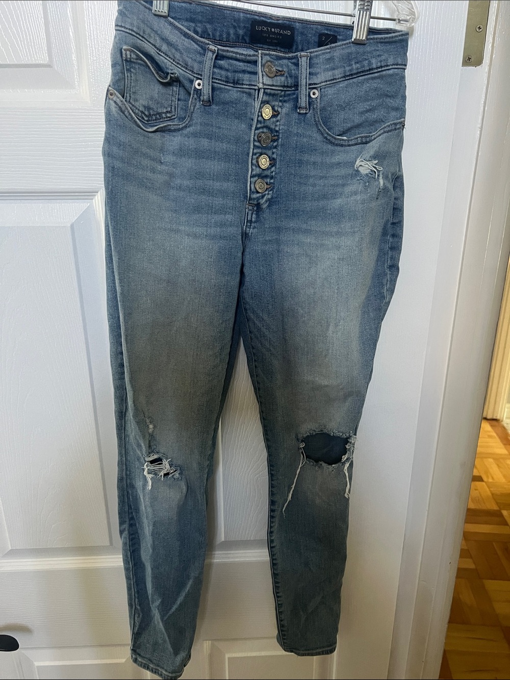 Lucky Brand Women's Light Blue Distressed Boyfriend Jeans